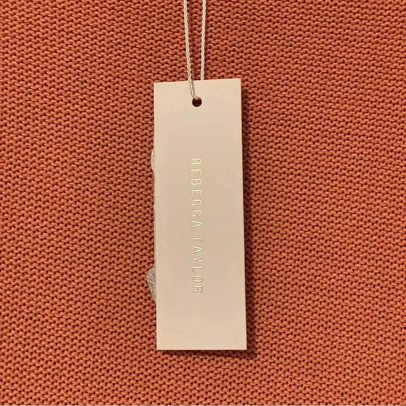 NWT Rebecca Taylor Pointelle Quilt Pullover Sweater Terra Orange M - Picture 5 of 9